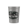 Recyclable Steel Cup — 'Built Tough' Truck & Tractor Logo Reusable Pint